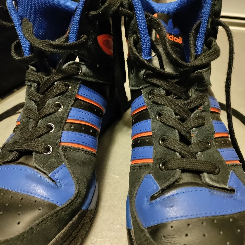 Adidas Patrick Ewing 8.5 hi-top basketball sneakers leather suede blue orange - Picture 5 of 15